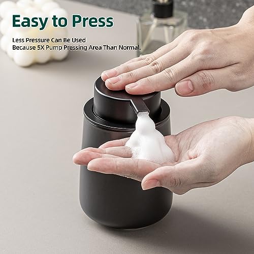Black Foaming Soap Dispenser - Modern Ceramic Foam Hand Soap Dispenser Bathroom, 12 Oz Facial Cleanser Dispenser Bottle with Foam Pump, Refillable Wash Dish Dispenser for Kitchen - color: Black