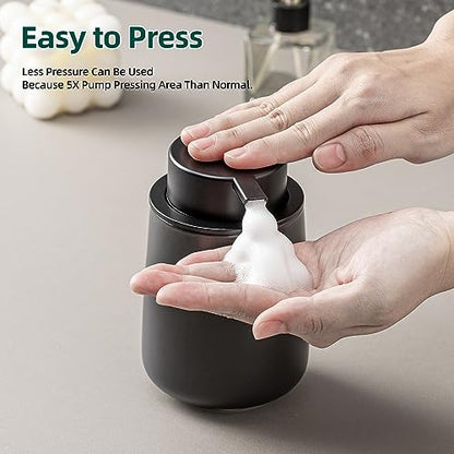 Black Foaming Soap Dispenser - Modern Ceramic Foam Hand Soap Dispenser Bathroom, 12 Oz Facial Cleanser Dispenser Bottle with Foam Pump, Refillable Wash Dish Dispenser for Kitchen - color: Black