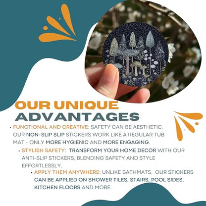 Handmade NON SLIP BATHTUB STICKERS, 28 PCS Enchanted Forest, Alternative to Bath Mat, Waterproof Adhesives, Anti Slip Shower Stickers, Tubs, Stairs - Safety Tub Non Slip Stickers