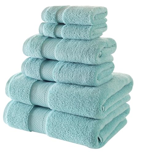 BAGNO MILANO Turkish Towels Hotel-Spa Towel Set, 100% Turkish Cotton | Ultra Soft Plush Absorbent Towels Set (Aqua Green, Towel Set of 6) - color: Aqua Green, size: Towel Set of 6