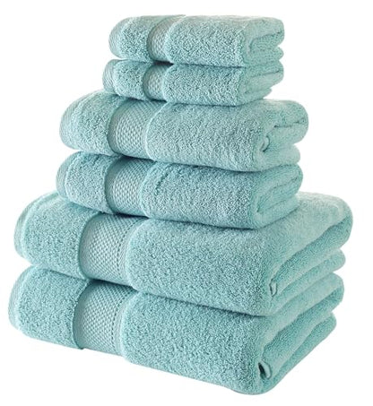 BAGNO MILANO Turkish Towels Hotel-Spa Towel Set, 100% Turkish Cotton | Ultra Soft Plush Absorbent Towels Set (Aqua Green, Towel Set of 6) - color: Aqua Green, size: Towel Set of 6