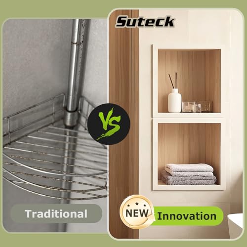 Suteck 16"x16" Shower Niche, Single Shelf Square Tile-Ready Storage Box | 12"x12" Inner Space,100% Waterproof ABS, Over/Flush Mount, Vertical/Horizontal | Multi-Scene For Bathroom, Kitchen, Bookshelf - size: 16"x16"