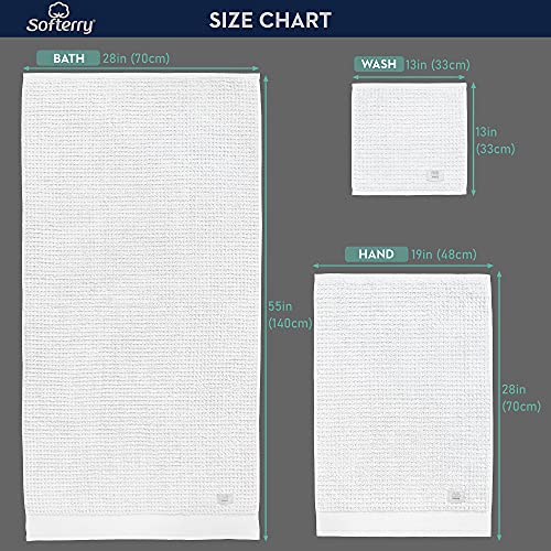 Softerry Waffle Bath Towel Set - 100% Soft Cotton - Plush and Extra Absorbent - Luxury Hotel & Spa Quality - Fade Resistant - Eco-Friendly (White, Set of 8 Towels) - color: White, size: Set of 8 Towels