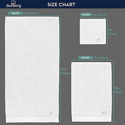 Softerry Waffle Bath Towel Set - 100% Soft Cotton - Plush and Extra Absorbent - Luxury Hotel & Spa Quality - Fade Resistant - Eco-Friendly (White, Set of 8 Towels) - color: White, size: Set of 8 Towels