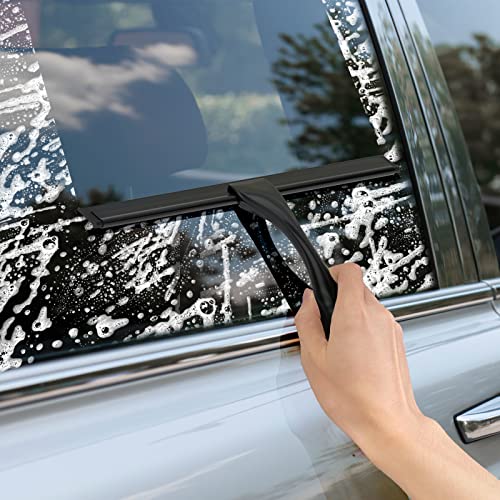 All-Purpose Stainless Steel Shower Squeegee for Shower Glass Door with Adhesive Hook, Bathroom Cleaner Tool Household Window Mirror Squeegee for Glass Doors, Cleaning Tile Wall, Car, 12 inch, Black - size: 12-inch