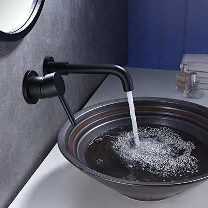 SUMERAIN Black Bathroom Faucet Wall Mount Lavatory, Left-Handed | Single Handle, 360 Swivel Spout, Rough in Valve included - color: Matte Black, size: Left-Handed