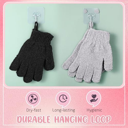Didaey 104 Pcs Exfoliating Glove Bulk Shower Gloves with Hanging Loop Exfoliating Body Scrubber Dead Skin Remover for Body Bath Beauty Spa Massage Scrubs Men Women Bathing(Black,Grey) - color: Black,grey