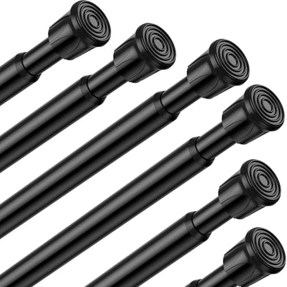 Spring Tension Curtain Rod 18-28 Inch, 6 Pack Tension Rods, Black | No Drill, PVC Anti-Slip Caps, Rust Resistant, Stylish, Cost Effective, Fits Window Kitchen Curtain Doorway Bathroom Closet - color: Black, size: 18-28 inch-6Pack