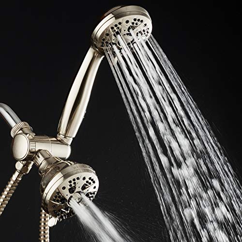 AquaDance Brushed Nickel High Pressure 3-way 48-setting Rain – Handheld Shower Head Combo – Angle Adjustable, Anti-Clog Jets, Tool-Free Installation - USA Standard Certified – Top U.S. Brand | Enjoy Two 6-Setting Rain & Hand Showerheads Separately or Toge