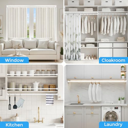 Shower Curtain Rods 31-76" 2Pcs White Spring Tension Rod Adjustable | 7/8" Tension Shower Rod Carbon Steel Tube, Rust-Proof Non-Slip Tool-Free, Ideal Shower Rods for Bathroom Windows Room Divider - color: White, size: 31"-76"-2P