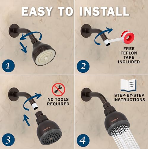 High Pressure Shower Head - 2.5 GPM - Oil-Rubbed Bronze | Best 3 Inch Wall Mount Bathroom Showerhead For Boosting Low Flow With Anti-Clog Nozzles, Adjustable Brass Ball Joint - color: Oil Rubbed Bronze, size: 2.5 GPM
