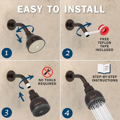High Pressure Shower Head - 2.5 GPM - Oil-Rubbed Bronze | Best 3 Inch Wall Mount Bathroom Showerhead For Boosting Low Flow With Anti-Clog Nozzles, Adjustable Brass Ball Joint - color: Oil Rubbed Bronze, size: 2.5 GPM