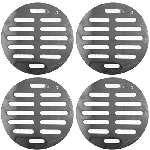 NGe 4Pcs Silver Tone 304 Stainless Steel Round Floor Drain Cover Drain Protection Cover 4 Inch 12 Holes - size: Round 4 Inch