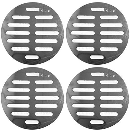 NGe 4Pcs Silver Tone 304 Stainless Steel Round Floor Drain Cover Drain Protection Cover 4 Inch 12 Holes - size: Round 4 Inch
