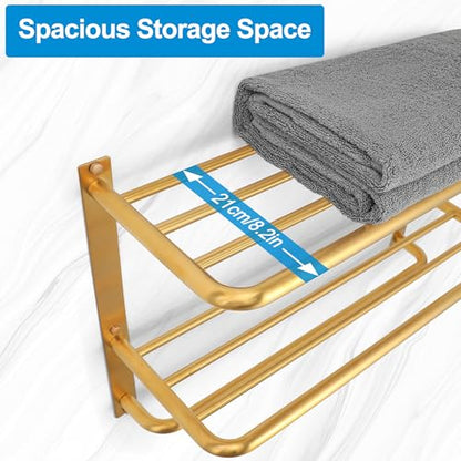 3-Tier Bathroom Towel Rack, SUS 304 Wall Mount, Brushed Gold - color: Brushed Gold, size: 23 Inch 3 Tier