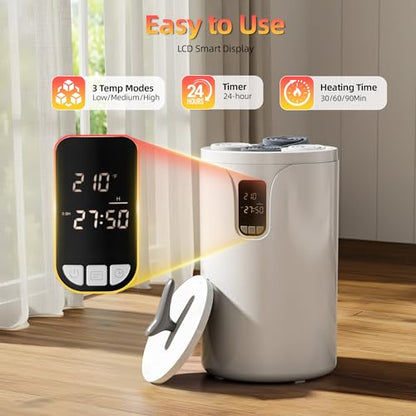 AGLUCKY Towel Warmers for Bathroom，20L Large Blacket Warmer with Screen Display, 24H Dealy Timer, 30/60/90Min Auto Shut Off & Child Lock, Fits Up to 2 Towels, Bathrobes, Blankets - size: plus