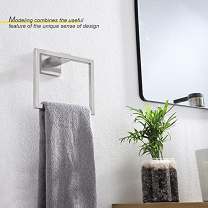 KOKOSIRI Bath Towel Ring 2PC Towel Hanger Bathroom Towel Holder Towel Rack Wall Mounted Stainless Steel 2 Pack, Brushed Steel, B3004BR-P2 - color: Brushed Nickel, size: 2 Pack