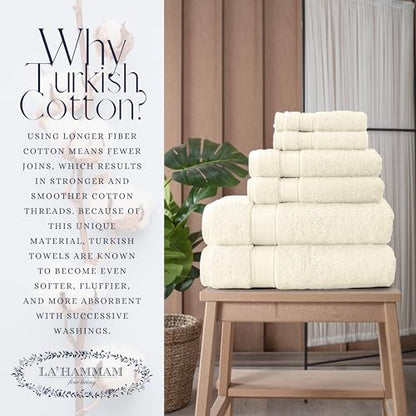 Personalized, Luxury Turkish Cotton Towels Easy Care, Extra Soft & Absorbent, Hotel & Spa Quality, Kitchen & Bathroom Turkish Towels by La Hammam (Cream, Hand Towels - Set of 2) - color: Cream, size: Hand Towels - Set of 2