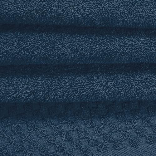 MyOwn Ultra Soft 3 Pack Cotton Towel Set, Contains a Bath Towels 28x55 inch, a Hand Towels 16x24 inch & a Wash Coths 12x12 inch, Ideal Everyday use, Compact & Lightweight - Mineral Blue - color: Mineral Blue, size: 3 Pack Set