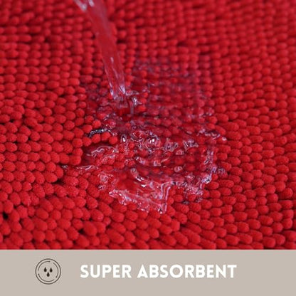 Bathroom Rugs Chenille, Extra Thick and Absorbent, Non-Slip, Machine Washable, Dry Quckily, Soft Cozy Plush, Used Under Shower Bathtub and Sink, Bath mat Sets Red - color: Red, size: 20 x 32 inch + 20 x 20 inch (U-Shape)