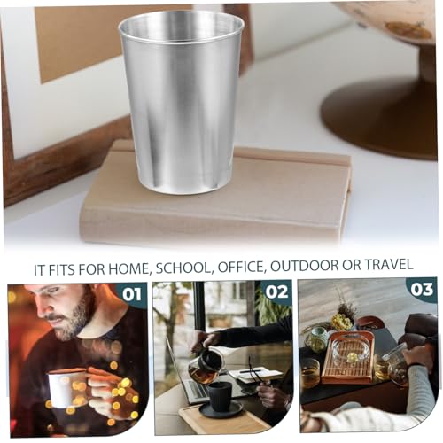 Luxshiny Stainless Steel Tumbler Cup Versatile Bathroom Toothbrush Holder and Beverage Cup Sleek Silver Finish Easy to Clean for Water Juice and More - size: 8.50X6.00X6.00CM