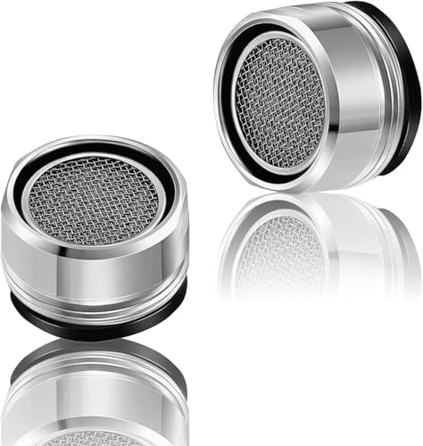 E-TING 6 Pack M24 Male Thread Faucet Aerator Kitchen Sink Replacement | Brass shell 24mm 15/16 inch high flow aerators, equipped with gaskets & wrench, fits bathroom and kitchen sink taps