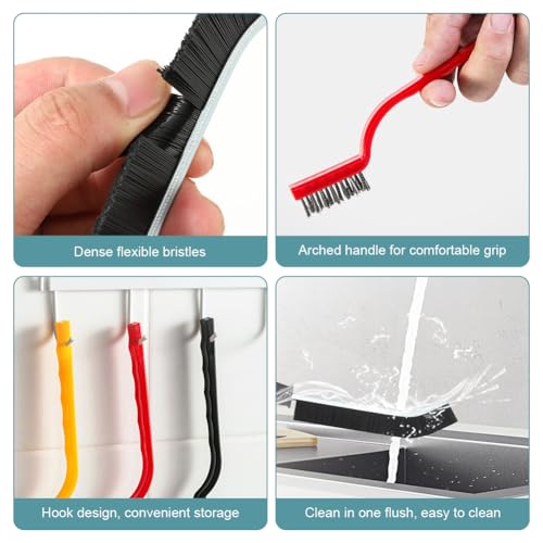 17pcs Crevice Cleaning Brush Set, Bristle Corner Cleaning Brush Set Household Use for Kitchen, Bathroom, Corner, Grout, Sink, Cup(Black)