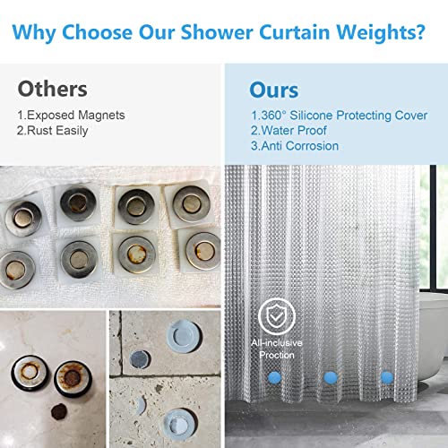 VANZAVANZU 5 Pairs Shower Curtain Weights, Silicone Wrapped Magnets, Heavy Duty Magnets Prevent Curtain Liner from Blowing, Rust-Free, Sea Blue - color: Sea Blue, size: 1.2"W x 1.2"L (Pack of 5)