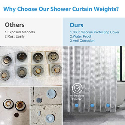 VANZAVANZU 10 Pairs Shower Curtain Weights, Silicone Wrapped Magnets, Heavy Duty Magnets Prevent Curtain Liner from Blowing, Rust-Free, Sea Blue - color: Sea Blue, size: 1.2"W x 1.2"L (Pack of 10)