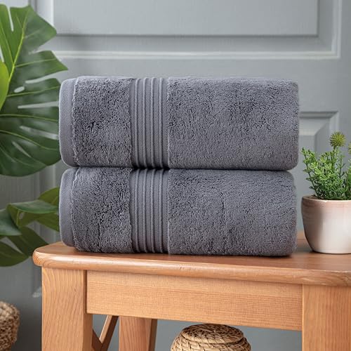 Milara Turkish Super-Plush Bathroom Hand Towels Set 2-Piece | Premium Cotton Hand Towels Set Absorbent, Durable with Hanging Loops | Anthracite (Dark Gray) Hand Towel, (16 x 30 Inches) - color: Anthracite (Dark Gray), size: Hand Towel (2 Pcs) - 16" x 30"