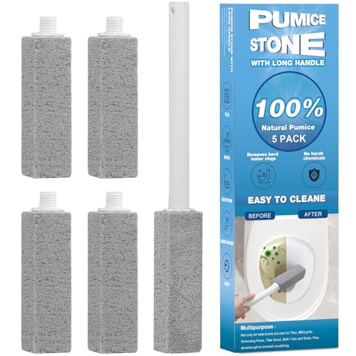 5 Packs Pumice Cleaning Stone with Extra Long Handle, Pumice Stone for Toilet Bowl Clean for Cleaning Toilets, Bathtubs, Grills, Swimming Pools, Sinks - size: 5 Pack