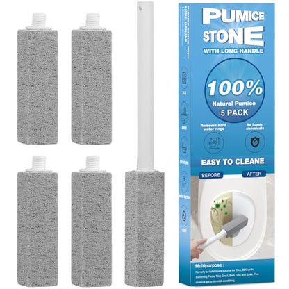 5 Packs Pumice Cleaning Stone with Extra Long Handle, Pumice Stone for Toilet Bowl Clean for Cleaning Toilets, Bathtubs, Grills, Swimming Pools, Sinks - size: 5 Pack