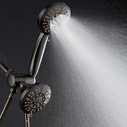 AquaDance Oil Rubbed Bronze Premium High Pressure 48 3-Way Combo for The Best of Both Worlds – Enjoy Luxurious Rain Head and 6-Setting Hand Held Shower Separately or Together | Enjoy Two 6-Setting Rain & Hand Showerheads Separately or Together for the Bes