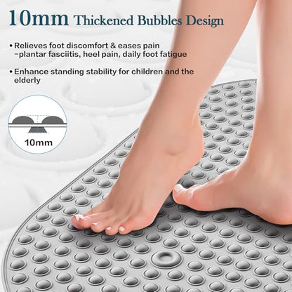 Non Slip Shower Mat 27x15 - Small Oval Bath Mat for Inside Tub, Silicone Bubble Pop It Bathroom Floor Mat with Strong Suction Cups, Quick Dry, Anti Slip Bathtub Mat for Shower, Grey - color: 27x15"-grey