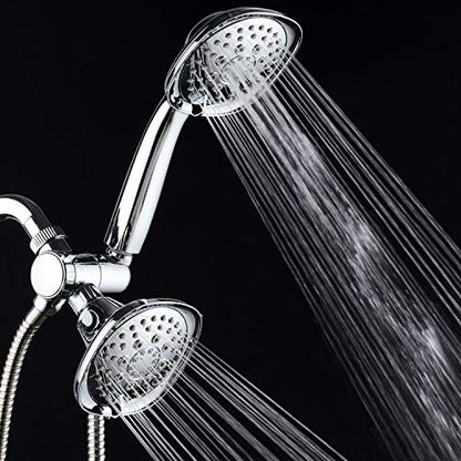AquaDance Luxury Square 48-setting High-Pressure Dual Head/Handheld Shower Spa Combo. Extra-Long 72" Stainless Steel Hose, 3-way Flow Diverter, All-Chrome Finish. - color: Chrome
