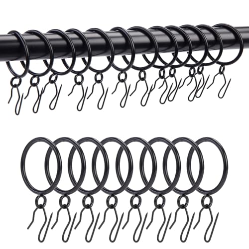 Curtain Rings with Hooks Rustproof Metal Drapery Rings with Eyelets and Pinch Pleat Curtain Hooks for Window Door Shower Curtain 1.5 Inch Inner Diameter 24 Pack Black TXZWJZ - color: Black, size: 1.5 inch Interior Diameter