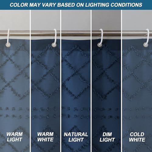 Dusty Blue Stall Boho Shower Curtain, Modern Tufted Plaid Striped Narrow Half Size Fabric Shower Curtain, Farmhouse Tufted Textured Shower Curtains for Bathroom, 36" W x 72" L - color: Dusty Blue, size: 36"W x 72"L (Pack of 1)