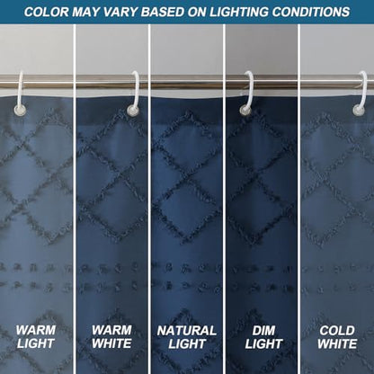 Dusty Blue Stall Boho Shower Curtain, Modern Tufted Plaid Striped Narrow Half Size Fabric Shower Curtain, Farmhouse Tufted Textured Shower Curtains for Bathroom, 36" W x 72" L - color: Dusty Blue, size: 36"W x 72"L (Pack of 1)