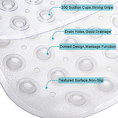 Bathtub and Shower Mats, Extra Long Non-Slip Bath Tub Mat 39 x 16 Inch, Machine Washable Bathmat with Suction Cups & Drain Holes for Bathroom Floor, Clear - color: Clear
