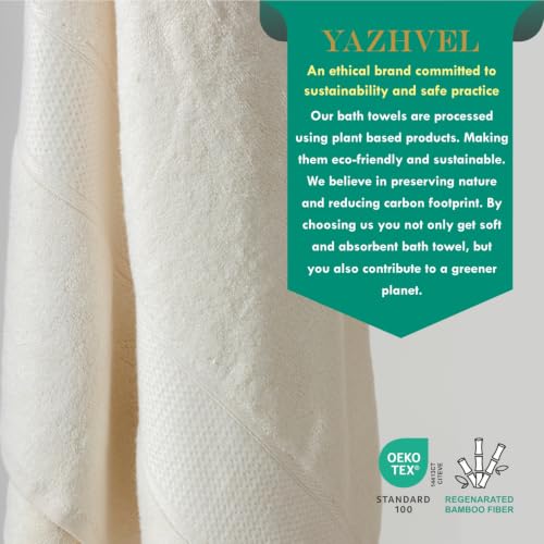 Bamboo Viscose Bath Towel Set Terry - Pack of 6 - Ivory - 30 x 60 in – 60% Viscose Derived from Bamboo 40% Cotton – 730 GSM Plush & Soft Feel - Oeko-TEX Certified - Spa-Luxe Drying Comfort - color: Ivory