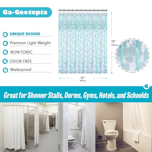 Ga-Geetopia EVA Teal Thin Shower Curtain Liner, Pebble Pattern 72x72 Inch Lightweight Plastic Bathroom Shower Showroom Inner Curtain with Rustproof Metal Grommets and Weighted Magnets(NO Hooks) - color: Teal, size: 72"W x 72"L (Pack of 1)
