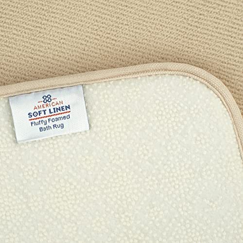 American Soft Linen 21x32 Fluffy Foamed Slip Reducer Bath Rug, Machine Washable Area Bath Mat Rugs for Bathroom, Beige - color: Beige, style: 21x32" Fluffy Foamed Bath Mat