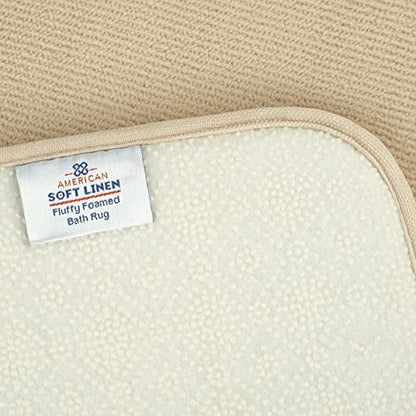 American Soft Linen 21x32 Fluffy Foamed Slip Reducer Bath Rug, Machine Washable Area Bath Mat Rugs for Bathroom, Beige - color: Beige, style: 21x32" Fluffy Foamed Bath Mat