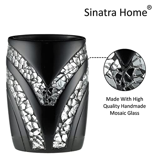 Zahari Home Sinatra Bath Tumbler Toothbrush and Toothpaste Holder Makeup Brushes Organizer, Black - color: Black, size: 4.25" x 3" x 3" Tumbler