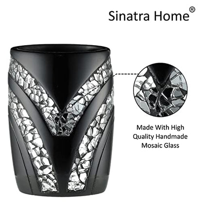 Zahari Home Sinatra Bath Tumbler Toothbrush and Toothpaste Holder Makeup Brushes Organizer, Black - color: Black, size: 4.25" x 3" x 3" Tumbler