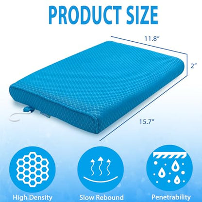 AEROiVi Shower Seat Cushion Non-Slip Silicone Bottom 3D Mesh Washable Blue | Soft Shower Chair Cushion for Benches Quick Drying Washable Mat 3D Mesh Pad with Hook Design Elderly Handicap Disabled - size: Blue