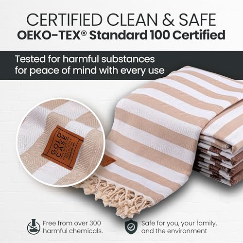 Gold CASE Turkish Beach Towel Set of 5 – 100% Cotton Beach Towels Oversized 70 x 38'' – MYRA Quick Dry Swim Towel – Lightweight Turkish Towels Set in Mocha Mousse - color: Beige Brown, size: Beach-Bath Towel Set of 5