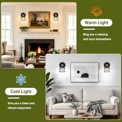 Set of 2 Wall Sconces for Bathroom, Black Modern Vanity Lights with Metal Lampshade, Bathroom Wall Lamp for Mirror Kitchen Living Room Hallway Cabinet Porch, E26 Socket - size: 1-Light (2 Pack)
