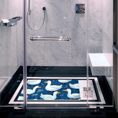 Shower Mat Non Slip, Goose Pattern Anti Slip Bath Mat for Tub, 26.8 x 15.1 Inch Bathtub Mat with Suction Cups and Drain Holes, Machine Washable - color: Multi 8