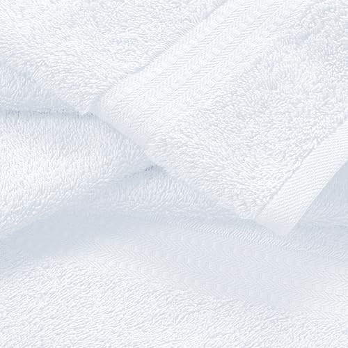 MyOwn 6 Piece Towel Set, 100% Combed Cotton - 2 Bath Towels, 2 Hand Towels, 2 Wash Cloths - 500 GSM Luxury Hotel Quality Ultra Soft Highly Absorbent Towel Set for Bathroom - White - color: White